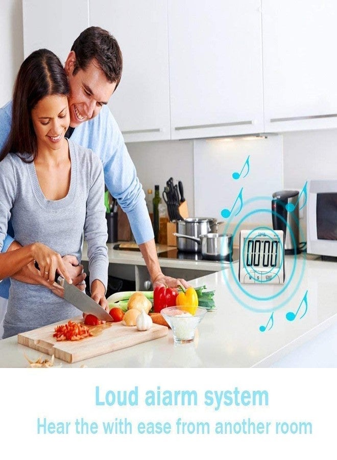 TASKHOUSE مؤقت مطبخ رقمي من تاسك هاوس بشاشة كبيرة، ومنبه عالٍ، وظهر مغناطيسي، وحامل، وساعة توقيت للطهي - Image 4